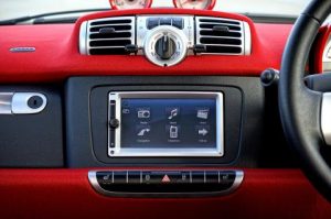 A Red And Black Car Dashboard