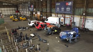 Internal view of yard recycling vehicles